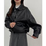 CENEA 2wayカラーPUレザーブルゾン(光沢素材) | JUNOAH | 詳細画像4