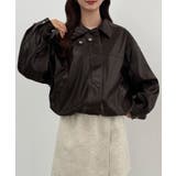 CENEA 2wayカラーPUレザーブルゾン(光沢素材) | JUNOAH | 詳細画像6