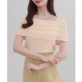 クリーム | CENEA オフショル風スクエアネックドレープリブカットソー | JUNOAH