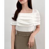 ホワイト | CENEA オフショル風スクエアネックドレープリブカットソー | JUNOAH