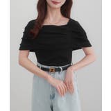 CENEA オフショル風スクエアネックドレープリブカットソー | JUNOAH | 詳細画像5 