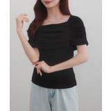 CENEA オフショル風スクエアネックドレープリブカットソー | JUNOAH | 詳細画像8 