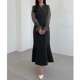 CENEA チュールシアーブラウス＋VネックマーメイドワンピースSET | JUNOAH | 詳細画像13 