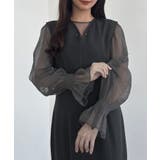 CENEA チュールシアーブラウス＋VネックマーメイドワンピースSET | JUNOAH | 詳細画像17 