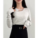 杢グレー | CENEA 薄手カットアウトデザインカットソー | JUNOAH