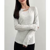 CENEA 薄手カットアウトデザインカットソー | JUNOAH | 詳細画像7 