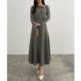 チャコール | CENEA アシンメトリーネックニットワンピース | JUNOAH