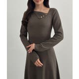 モカ | CENEA アシンメトリーネックニットワンピース | JUNOAH