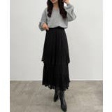 CENEA ラメチュールプリーツティアードスカート | JUNOAH | 詳細画像1 