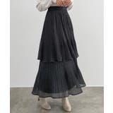 チャコール | CENEA ラメチュールプリーツティアードスカート | JUNOAH