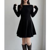 CENEA オフショル風スクエアネックミニニットワンピ | JUNOAH | 詳細画像1 