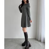 CENEA オフショル風スクエアネックミニニットワンピ | JUNOAH | 詳細画像11 