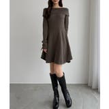 CENEA オフショル風スクエアネックミニニットワンピ | JUNOAH | 詳細画像15 