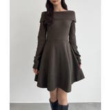 CENEA オフショル風スクエアネックミニニットワンピ | JUNOAH | 詳細画像16 