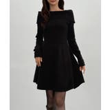 ブラック | CENEA オフショル風スクエアネックミニニットワンピ | JUNOAH