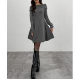 チャコール | CENEA オフショル風スクエアネックミニニットワンピ | JUNOAH