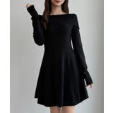 CENEA オフショル風スクエアネックミニニットワンピ | JUNOAH | 詳細画像3 