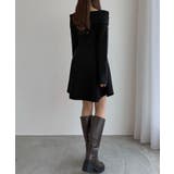 CENEA オフショル風スクエアネックミニニットワンピ | JUNOAH | 詳細画像6 