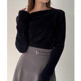 ブラック | CENEA ドレープシャギーニットトップス | JUNOAH