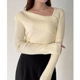 CENEA アシンメトリーロールカラーニットトップス | JUNOAH | 詳細画像10 