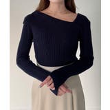 CENEA アシンメトリーロールカラーニットトップス | JUNOAH | 詳細画像19 