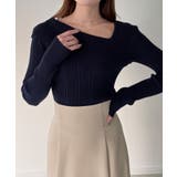 CENEA アシンメトリーロールカラーニットトップス | JUNOAH | 詳細画像20 