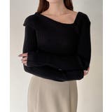 CENEA アシンメトリーロールカラーニットトップス | JUNOAH | 詳細画像6 