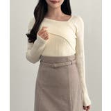 CENEA アシンメトリーロールカラーニットトップス | JUNOAH | 詳細画像7 