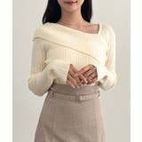 CENEA アシンメトリーロールカラーニットトップス | JUNOAH | 詳細画像8 