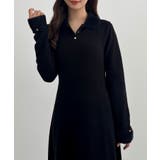 CENEA シャギーカラーフレアニットワンピース | JUNOAH | 詳細画像1 