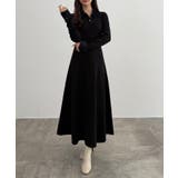 CENEA シャギーカラーフレアニットワンピース | JUNOAH | 詳細画像4 