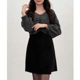 チャコール | CENEA フロントギャザーシャギーニット＋ミニキャミワンピース | JUNOAH