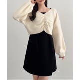 CENEA フロントギャザーシャギーニット＋ミニキャミワンピース | JUNOAH | 詳細画像4 