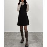 ブラック | CENEA Vネックミニジャンパースカート | JUNOAH