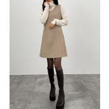 グレージュ | CENEA Vネックミニジャンパースカート | JUNOAH