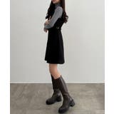 CENEA Vネックミニジャンパースカート | JUNOAH | 詳細画像3 