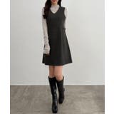 CENEA Vネックミニジャンパースカート | JUNOAH | 詳細画像7 