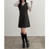 CENEA Vネックミニジャンパースカート | JUNOAH | 詳細画像8 