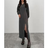 チャコール | CENEA 裏起毛裾ファスナーIラインワンピース | JUNOAH