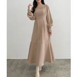 ピンクベージュ | CENEA バックレースアップスクエアネックワンピース | JUNOAH