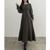 チャコール | CENEA バックレースアップスクエアネックワンピース | JUNOAH