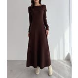 CENEA オフショル風スクエアネックロングニットワンピ | JUNOAH | 詳細画像17 