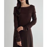 CENEA オフショル風スクエアネックロングニットワンピ | JUNOAH | 詳細画像18 