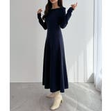 CENEA オフショル風スクエアネックロングニットワンピ | JUNOAH | 詳細画像21 