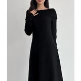 CENEA オフショル風スクエアネックロングニットワンピ | JUNOAH | 詳細画像4 