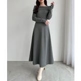 CENEA オフショル風スクエアネックロングニットワンピ | JUNOAH | 詳細画像6 