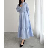 ブルー | CENEA サイドレースアップヘムフレアシャツワンピース | JUNOAH