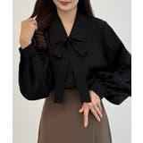 ブラック | CENEA 【リボン取り外し可能】ボウタイブラウス | JUNOAH