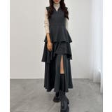 チャコール | CENEA スリットティアードワンピース | JUNOAH