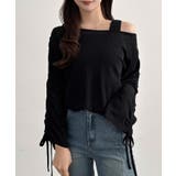 ブラック | CENEA 【取り外し可能パット付き】袖ドロストカットソー＋リブタンクトップSE… | JUNOAH